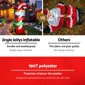 Jingle Jollys Christmas Inflatable Candy Pole 2.4M Illuminated Decorations - SportZone.co.nz