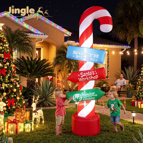 Jingle Jollys Christmas Inflatable Candy Pole 2.4M Illuminated Decorations - SportZone.co.nz