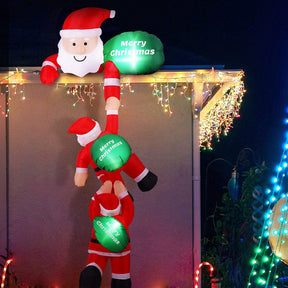 Jingle Jollys Christmas Inflatable Climbing Santa 2.5M Height LED Decorations Illuminated - SportZone.co.nz