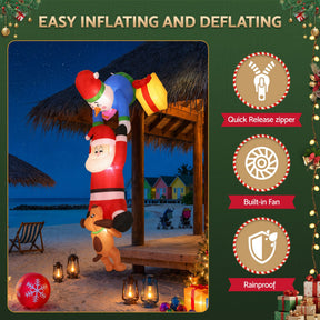 Jingle Jollys Christmas Inflatable Climbing Santa 3.5M Height LED Decorations Illuminated - SportZone.co.nz