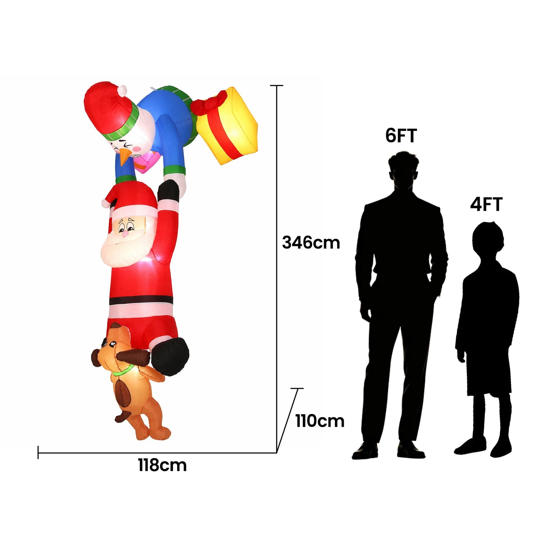 Jingle Jollys Christmas Inflatable Climbing Santa 3.5M Height LED Decorations Illuminated - SportZone.co.nz