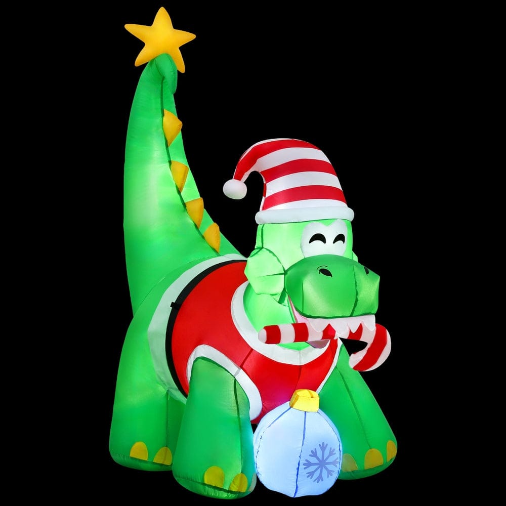 Jingle Jollys Christmas Inflatable Dinosaur 1.86M Height LED Decorations Illuminated - SportZone.co.nz