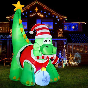 Jingle Jollys Christmas Inflatable Dinosaur 1.86M Height LED Decorations Illuminated - SportZone.co.nz