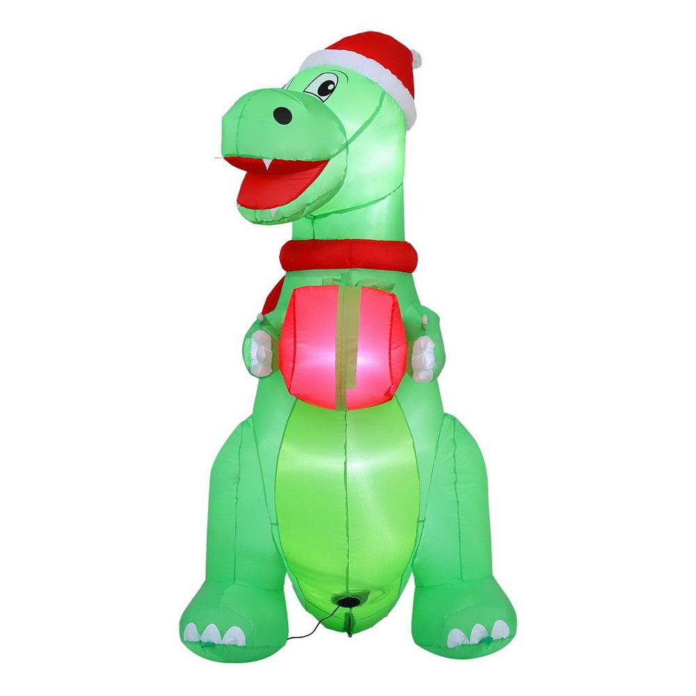 Jingle Jollys Christmas Inflatable Dinosaur 1.8M Height LED Decorations Illuminated - SportZone.co.nz
