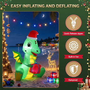 Jingle Jollys Christmas Inflatable Dragon 1.8M Height LED Outdoor Decorations Illuminated - SportZone.co.nz