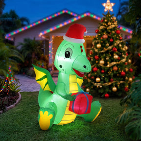 Jingle Jollys Christmas Inflatable Dragon 1.8M Height LED Outdoor Decorations Illuminated - SportZone.co.nz