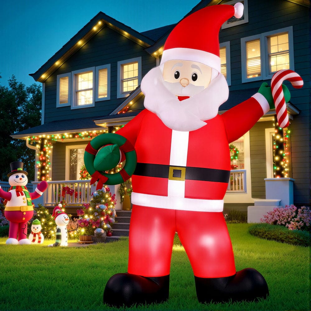 Jingle Jollys Christmas Inflatable Giant Santa 3.8M Height LED Illuminated Decorations - SportZone.co.nz