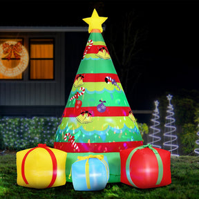 Jingle Jollys Christmas Inflatable Gift Tree 2.2M Height Flashing Light Decorations Illuminated - SportZone.co.nz