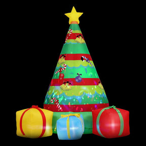 Jingle Jollys Christmas Inflatable Gift Tree 2.2M Height Flashing Light Decorations Illuminated - SportZone.co.nz
