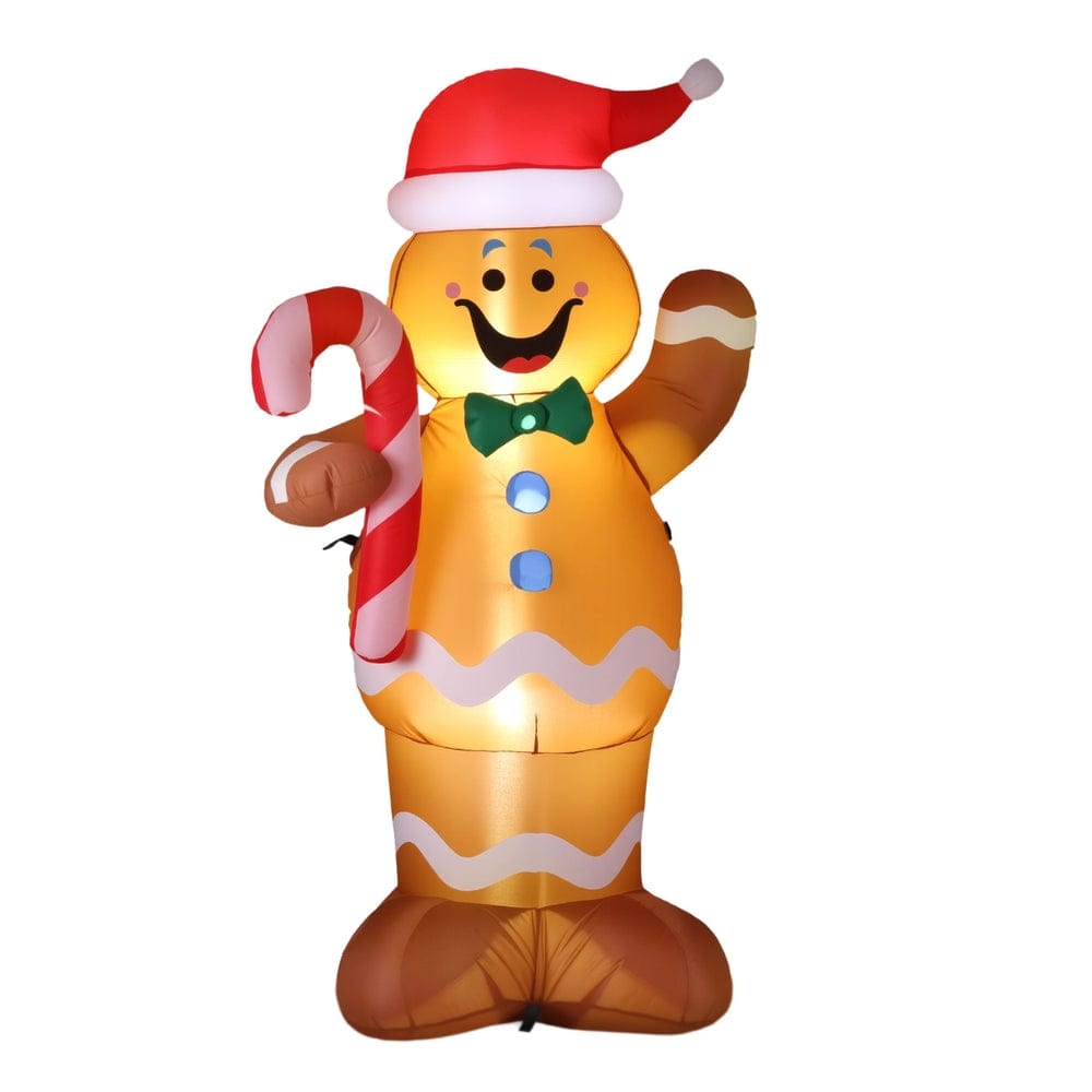 Jingle Jollys Christmas Inflatable Gingerbread Man 1.5M Height LED Decorations Illuminated - SportZone.co.nz
