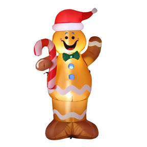 Jingle Jollys Christmas Inflatable Gingerbread Man 1.5M Height LED Decorations Illuminated - SportZone.co.nz