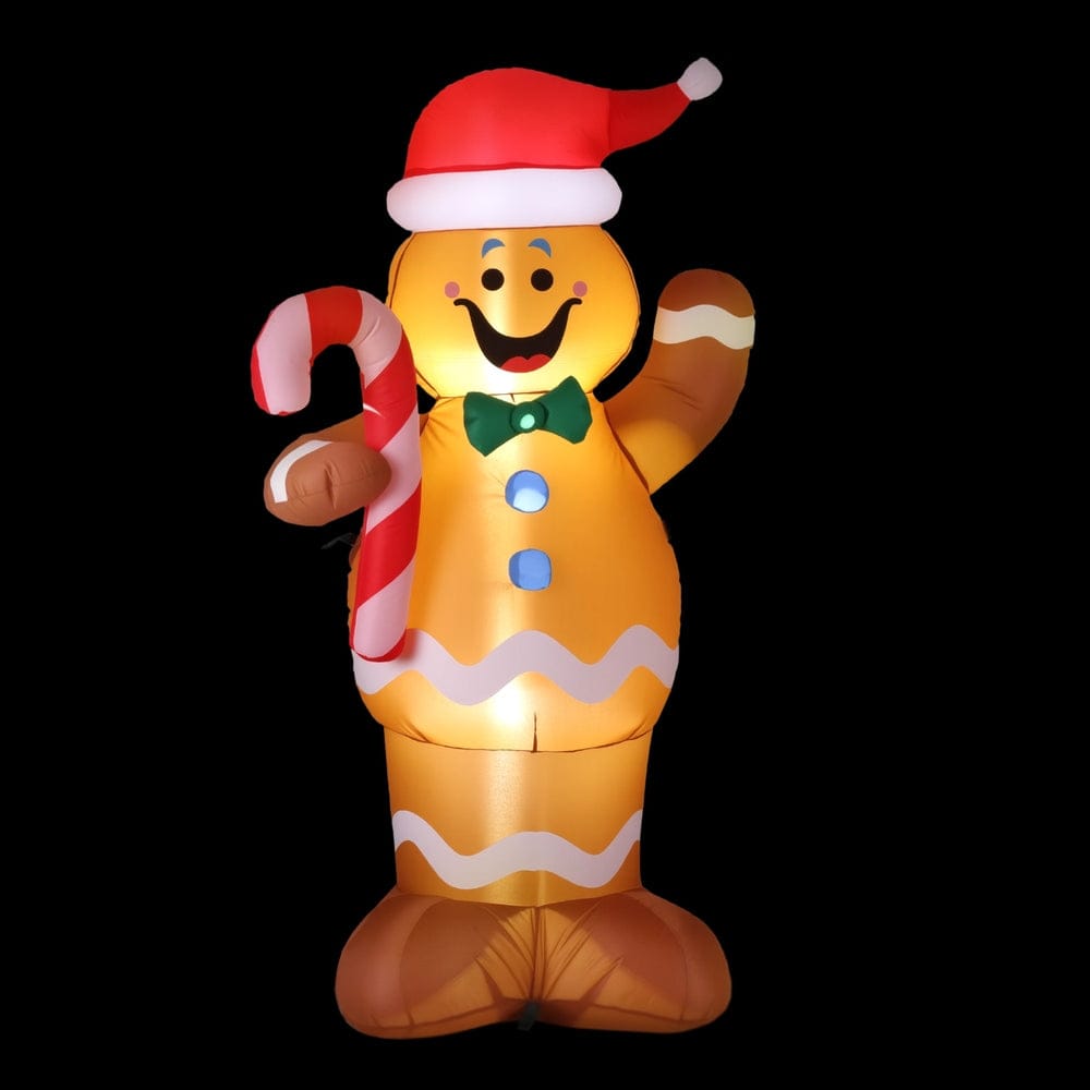 Jingle Jollys Christmas Inflatable Gingerbread Man 1.5M Height LED Decorations Illuminated - SportZone.co.nz
