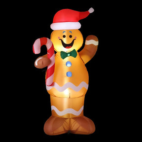 Jingle Jollys Christmas Inflatable Gingerbread Man 1.5M Height LED Decorations Illuminated - SportZone.co.nz