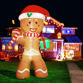 Jingle Jollys Christmas Inflatable Gingerbread Man 2.4M Illuminated Decorations - SportZone.co.nz