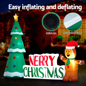 Jingle Jollys Christmas Inflatable Gingerbread Man Tree LED Illuminated Decorations - SportZone.co.nz