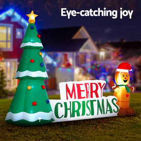 Jingle Jollys Christmas Inflatable Gingerbread Man Tree LED Illuminated Decorations - SportZone.co.nz
