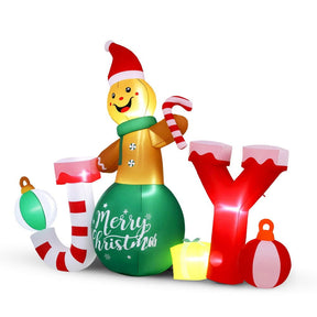 Jingle Jollys Christmas Inflatable Gingerman Joy 3M Long Outdoor Decorations Illuminated - SportZone.co.nz