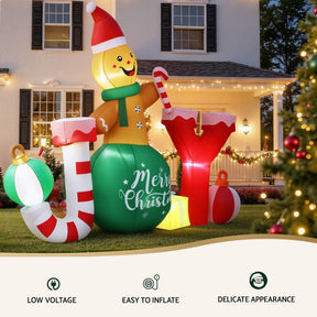 Jingle Jollys Christmas Inflatable Gingerman Joy 3M Long Outdoor Decorations Illuminated - SportZone.co.nz