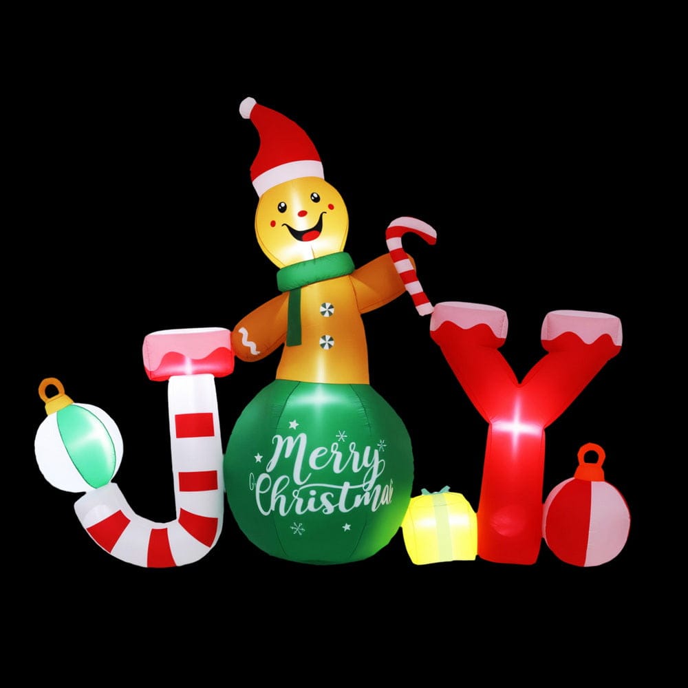 Jingle Jollys Christmas Inflatable Gingerman Joy 3M Long Outdoor Decorations Illuminated - SportZone.co.nz
