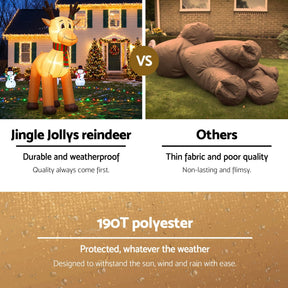 Jingle Jollys Christmas Inflatable Reindeer 5M Illuminated Decorations - SportZone.co.nz