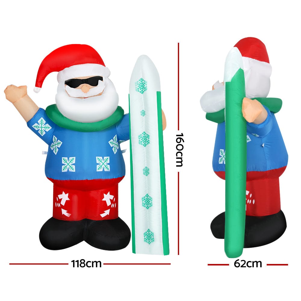 Jingle Jollys Christmas Inflatable Santa 1.6M Illuminated Decorations - SportZone.co.nz