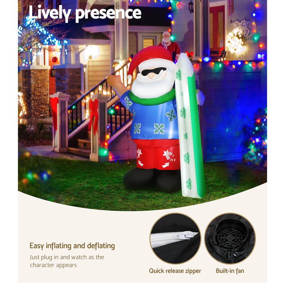 Jingle Jollys Christmas Inflatable Santa 1.6M Illuminated Decorations - SportZone.co.nz