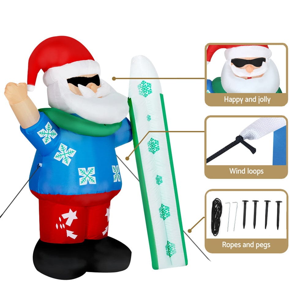 Jingle Jollys Christmas Inflatable Santa 1.6M Illuminated Decorations - SportZone.co.nz