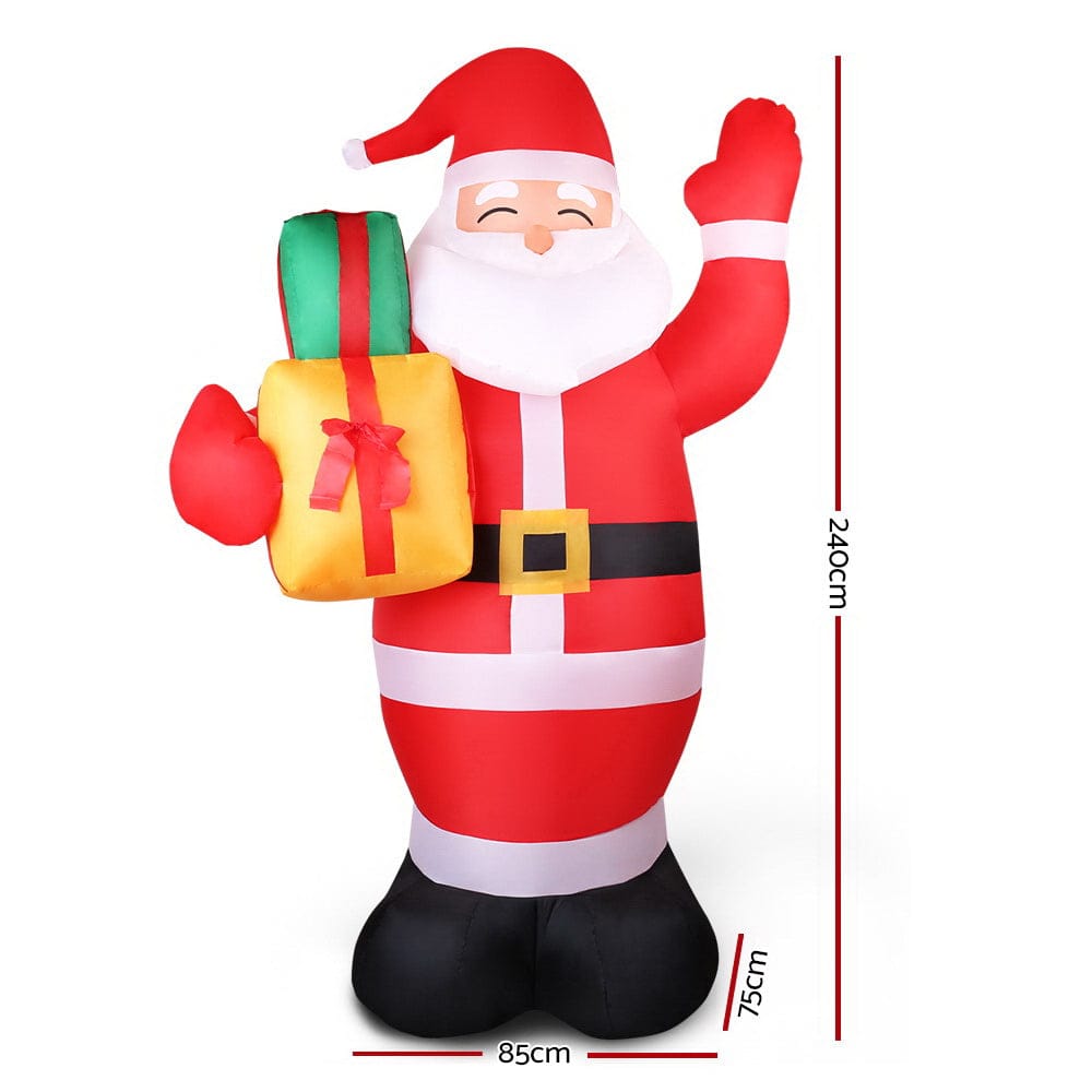Jingle Jollys Christmas Inflatable Santa 2.4M Illuminated Decorations - SportZone.co.nz