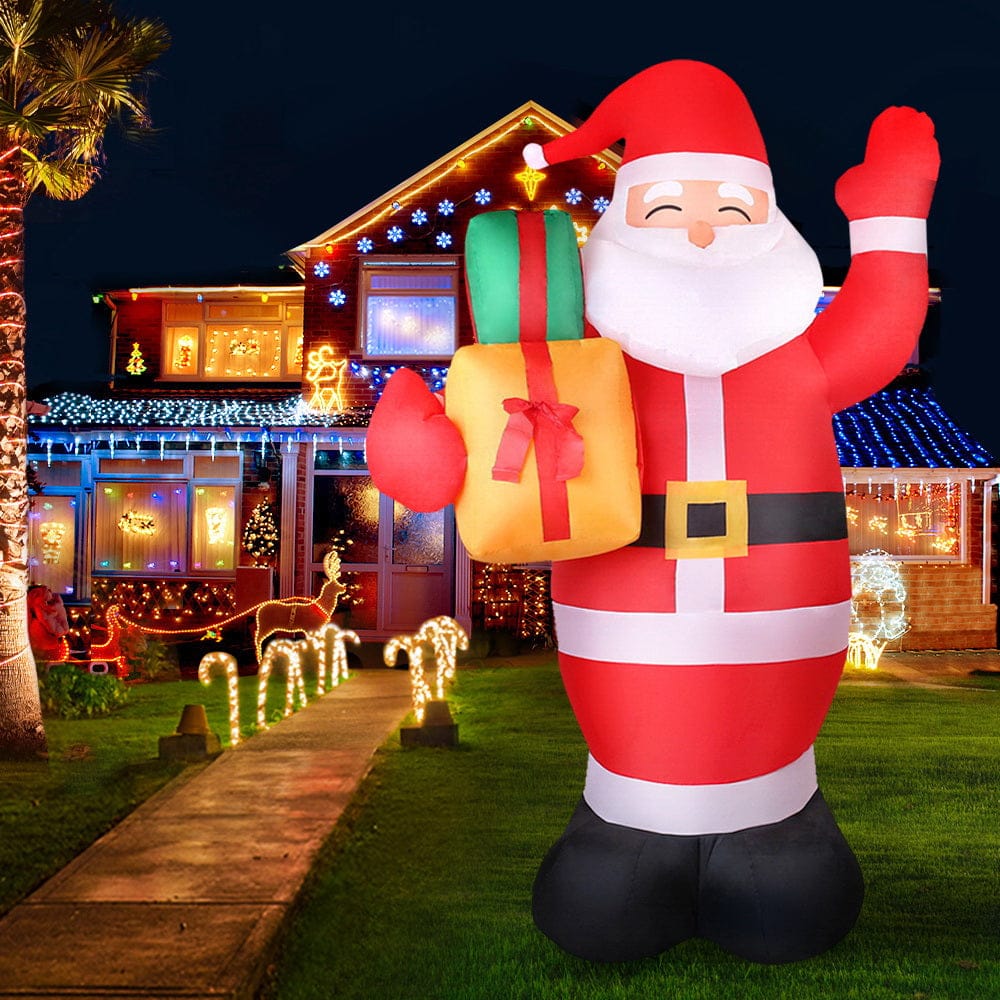 Jingle Jollys Christmas Inflatable Santa 2.4M Illuminated Decorations - SportZone.co.nz