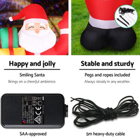 Jingle Jollys Christmas Inflatable Santa 2.4M Illuminated Decorations - SportZone.co.nz