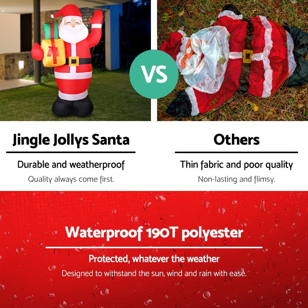 Jingle Jollys Christmas Inflatable Santa 2.4M Illuminated Decorations - SportZone.co.nz