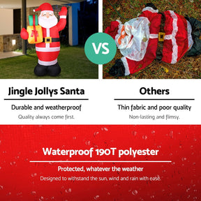 Jingle Jollys Christmas Inflatable Santa 2.4M Illuminated Decorations - SportZone.co.nz