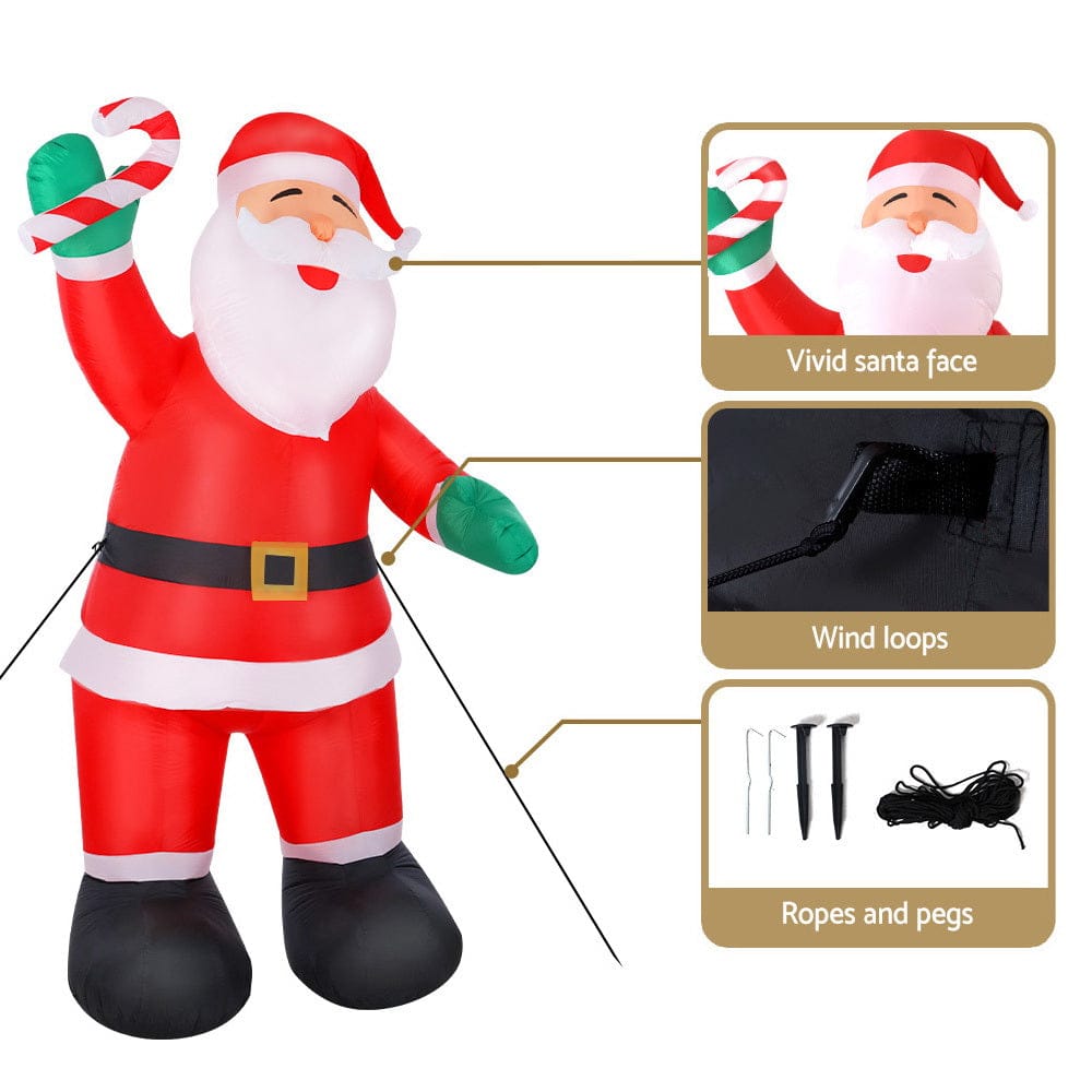 Jingle Jollys Christmas Inflatable Santa 3M Illuminated Decorations - SportZone.co.nz