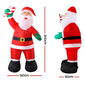 Jingle Jollys Christmas Inflatable Santa 3M Illuminated Decorations - SportZone.co.nz