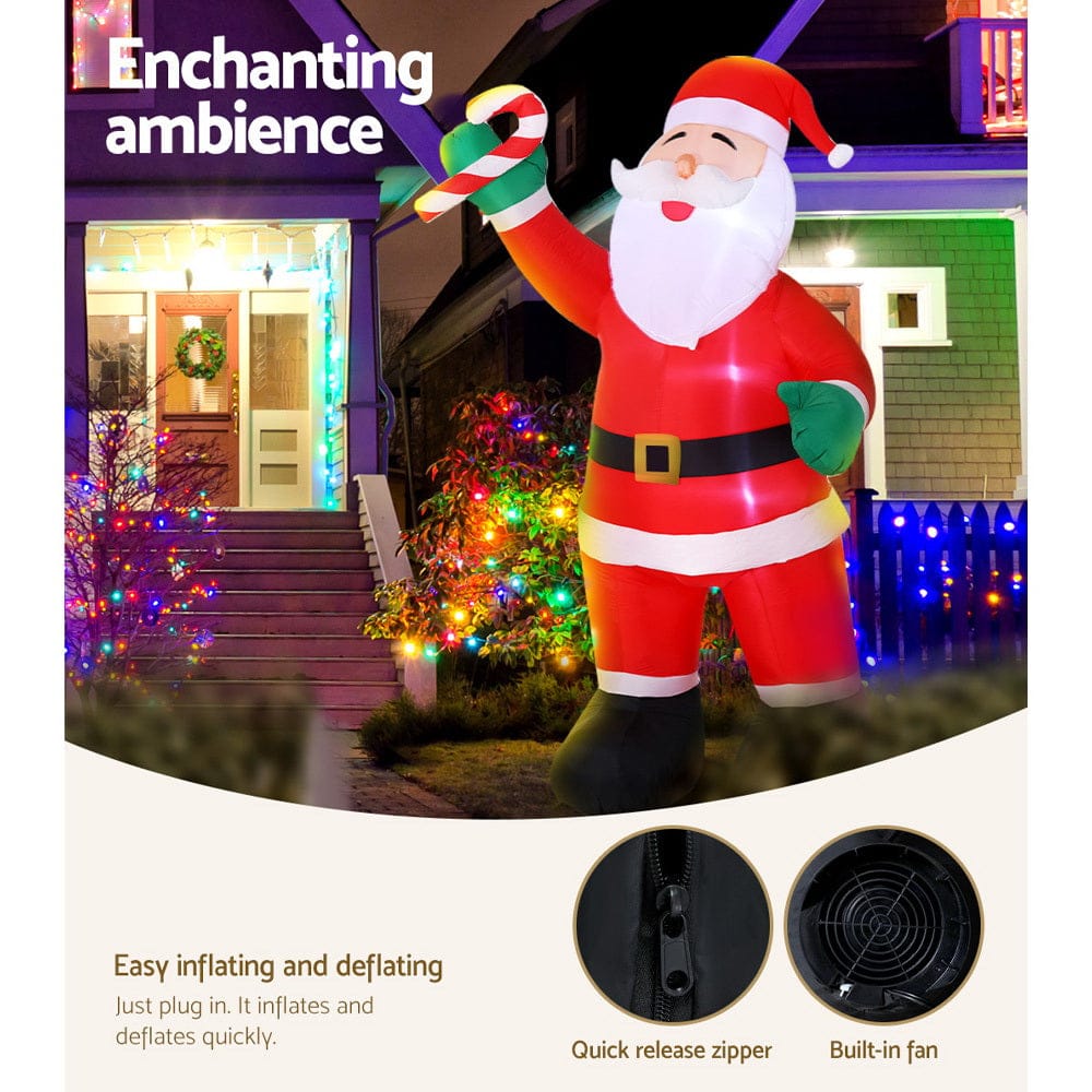 Jingle Jollys Christmas Inflatable Santa 3M Illuminated Decorations - SportZone.co.nz