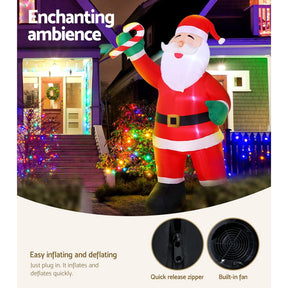 Jingle Jollys Christmas Inflatable Santa 3M Illuminated Decorations - SportZone.co.nz
