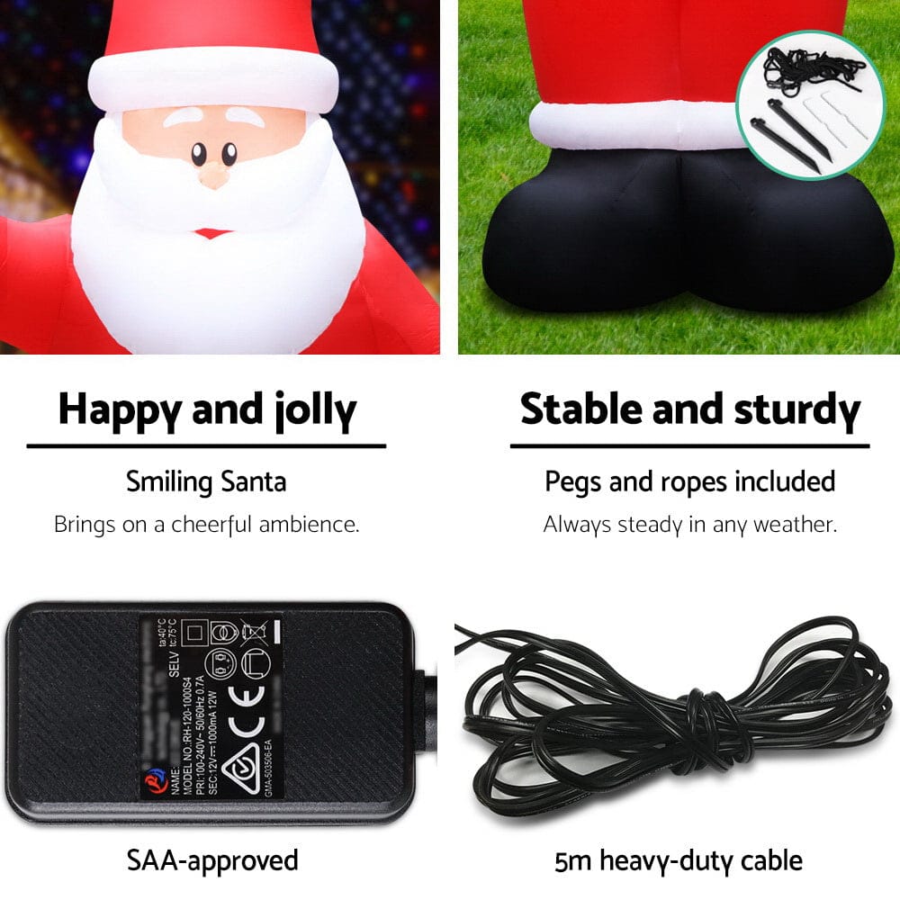 Jingle Jollys Christmas Inflatable Santa 5M Illuminated Decorations - SportZone.co.nz