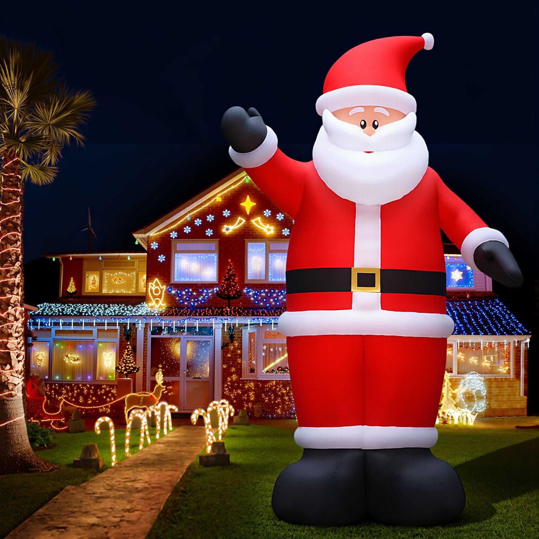 Jingle Jollys Christmas Inflatable Santa 5M Illuminated Decorations - SportZone.co.nz
