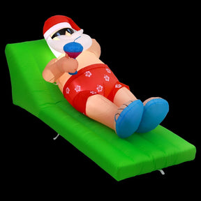 Jingle Jollys Christmas Inflatable Santa Bench 1.8M LED Illuminated Decorations - SportZone.co.nz