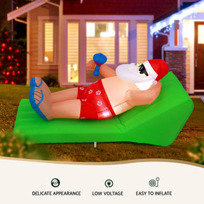 Jingle Jollys Christmas Inflatable Santa Bench 1.8M LED Illuminated Decorations - SportZone.co.nz
