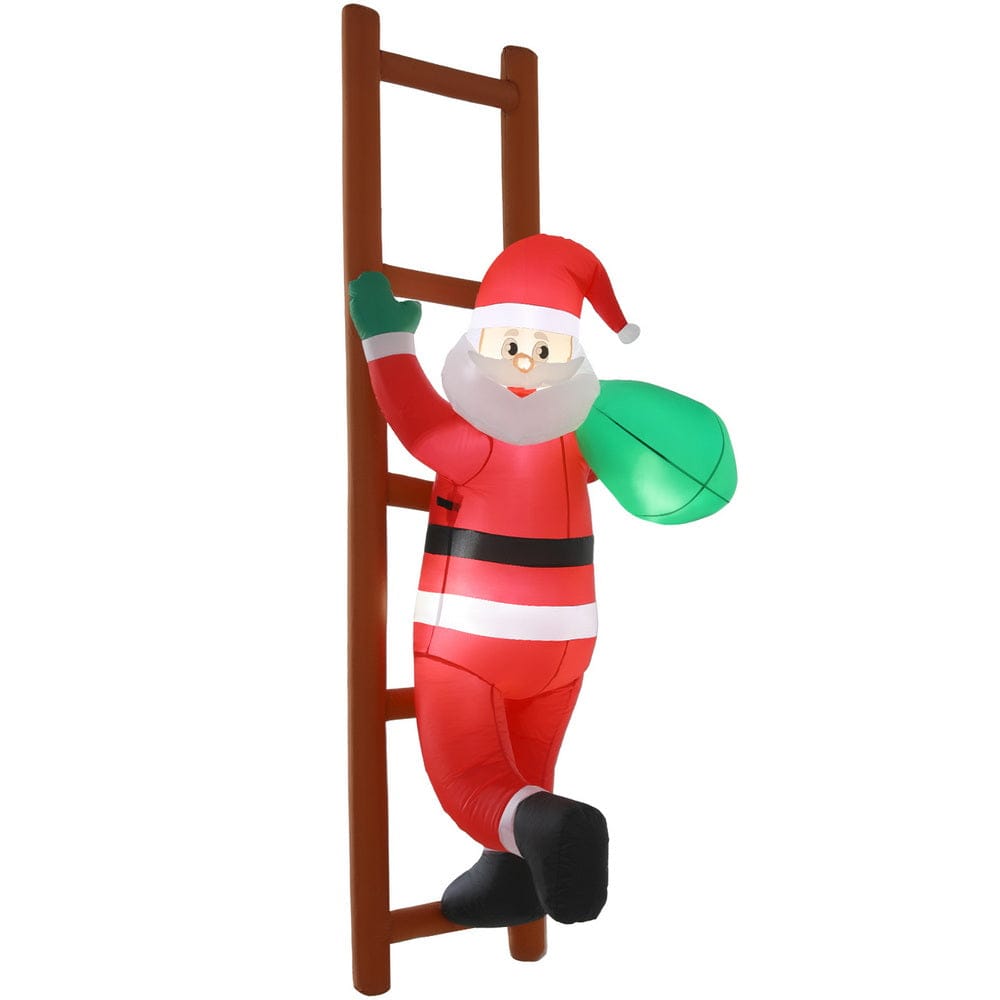 Jingle Jollys Christmas Inflatable Santa Climbing Ladder 2.45M Height LED Decorations Illuminated - SportZone.co.nz