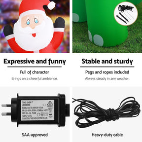 Jingle Jollys Christmas Inflatable Santa Dinosaur 3.8M Illuminated Decorations - SportZone.co.nz