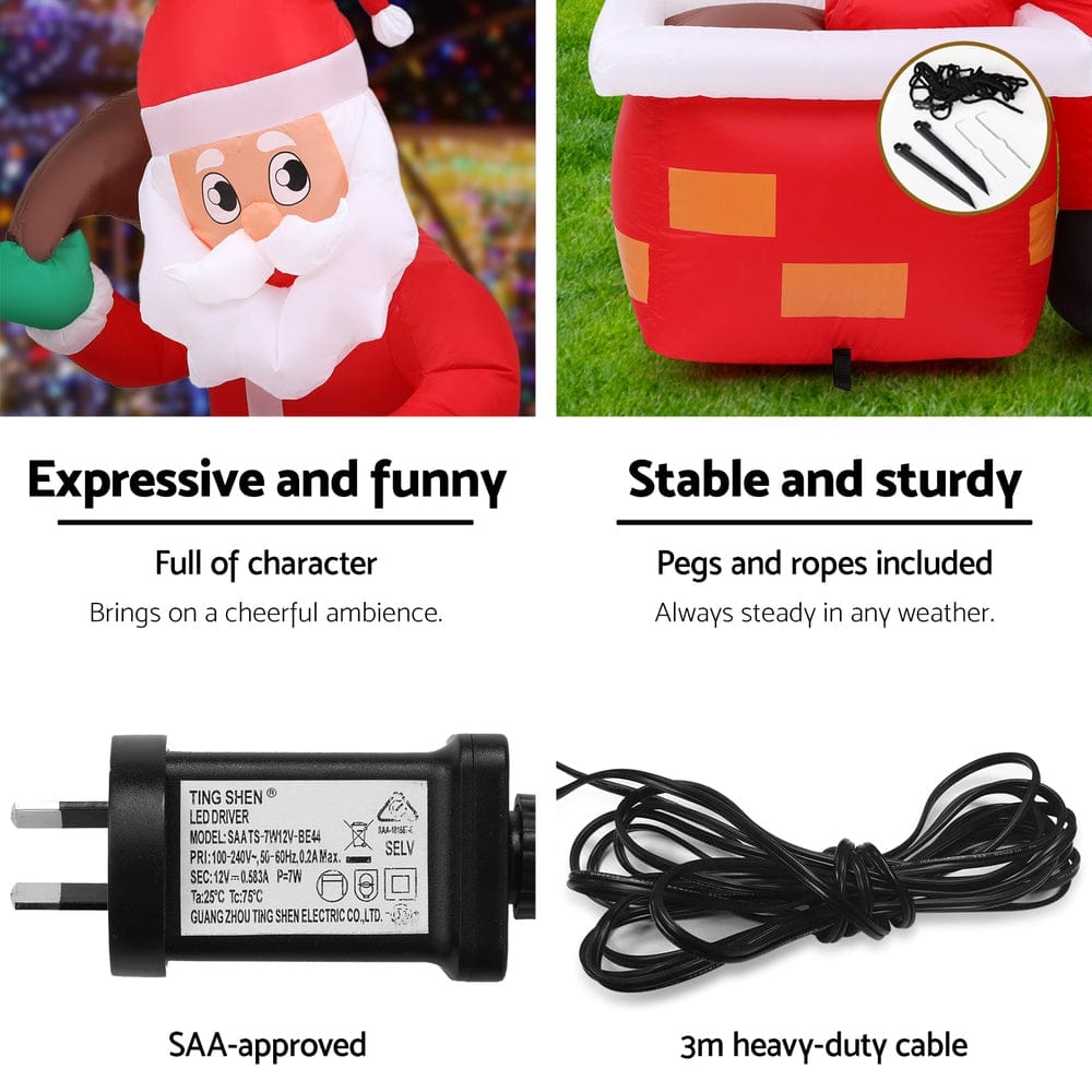 Jingle Jollys Christmas Inflatable Santa Illuminated Decorations - SportZone.co.nz