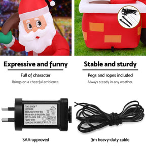 Jingle Jollys Christmas Inflatable Santa Illuminated Decorations - SportZone.co.nz
