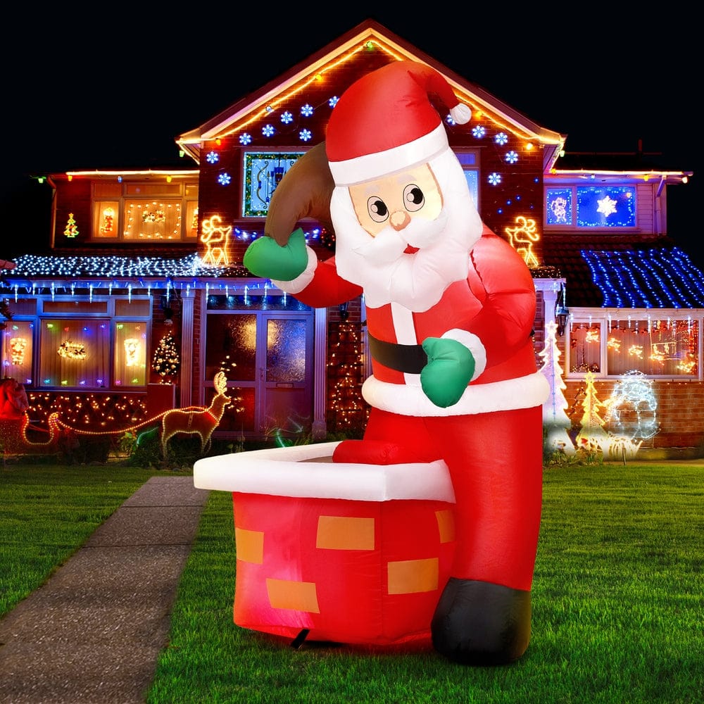Jingle Jollys Christmas Inflatable Santa Illuminated Decorations - SportZone.co.nz