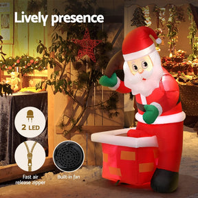 Jingle Jollys Christmas Inflatable Santa Illuminated Decorations - SportZone.co.nz