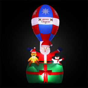 Jingle Jollys Christmas Inflatable Santa in Ballon 2.8M Height LED Decorations Illuminated - SportZone.co.nz