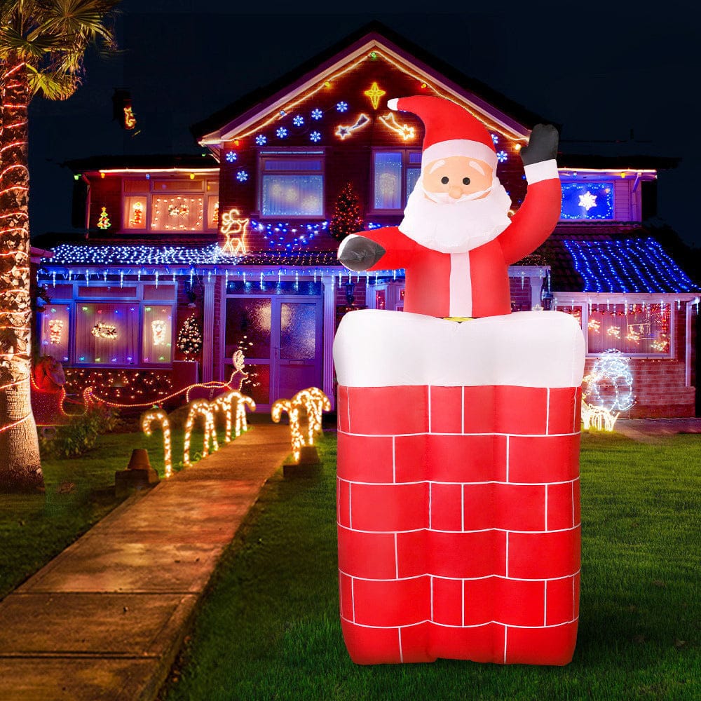Jingle Jollys Christmas Inflatable Santa Pop Up 1.8M Illuminated Decorations - SportZone.co.nz