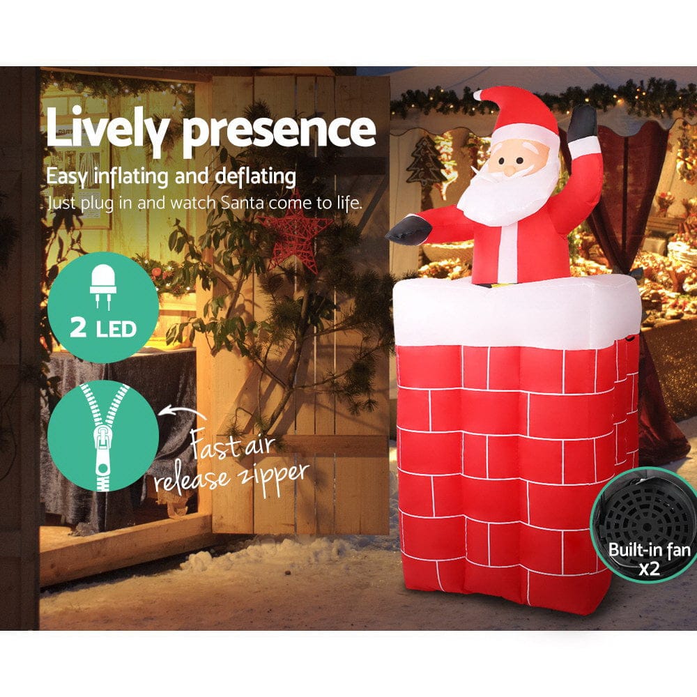 Jingle Jollys Christmas Inflatable Santa Pop Up 1.8M Illuminated Decorations - SportZone.co.nz