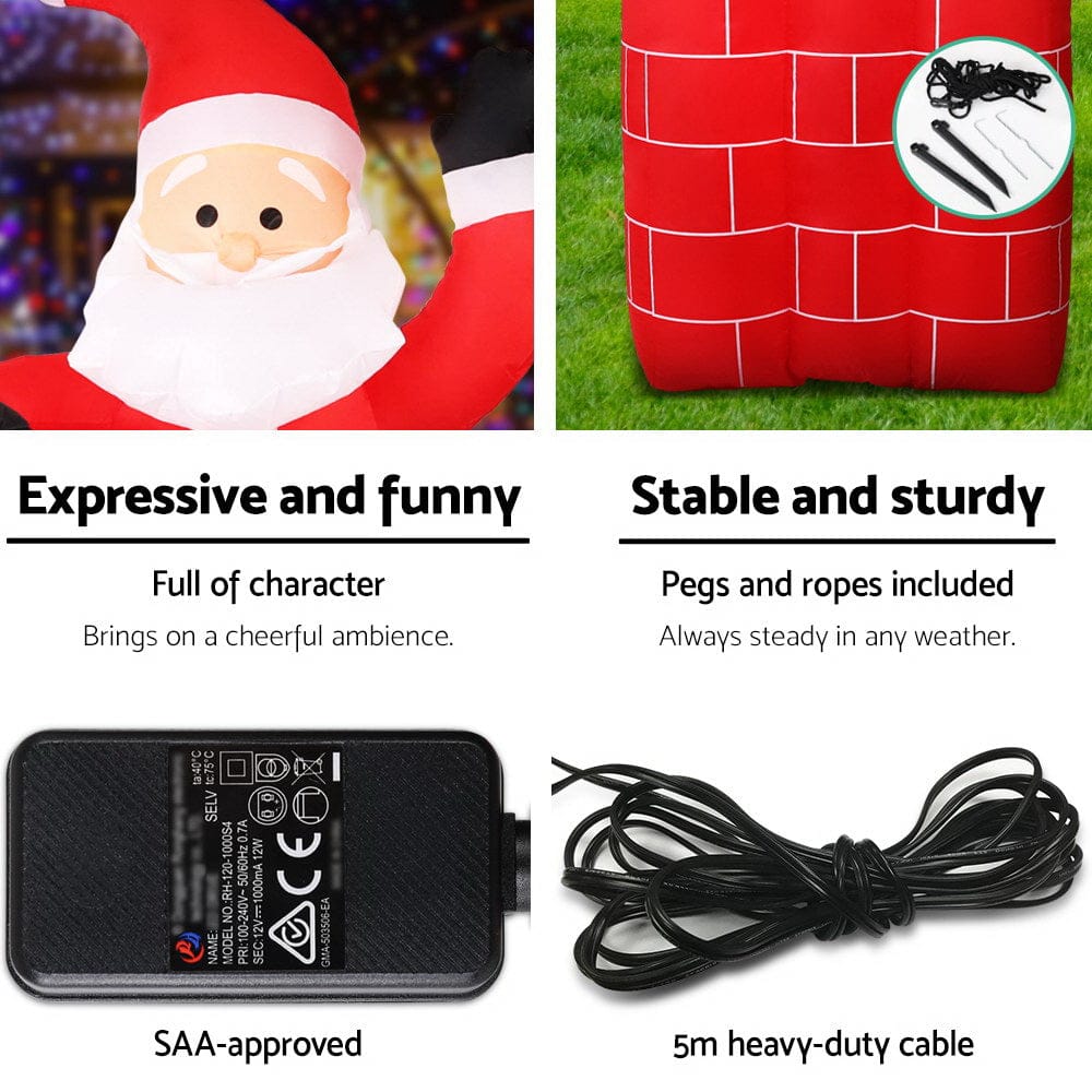 Jingle Jollys Christmas Inflatable Santa Pop Up 1.8M Illuminated Decorations - SportZone.co.nz